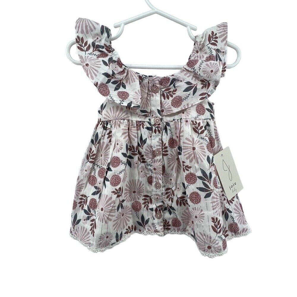 Joie Babe Size 3-6 Month Dress NEW NWT Pink Floral Print Button Front